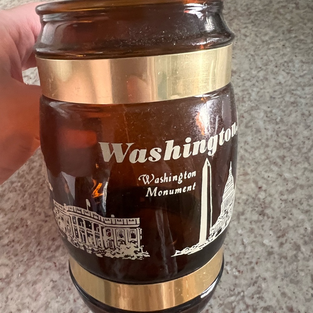 Siesta Ware Washington DC Amber Glass Mug with Gold Accents